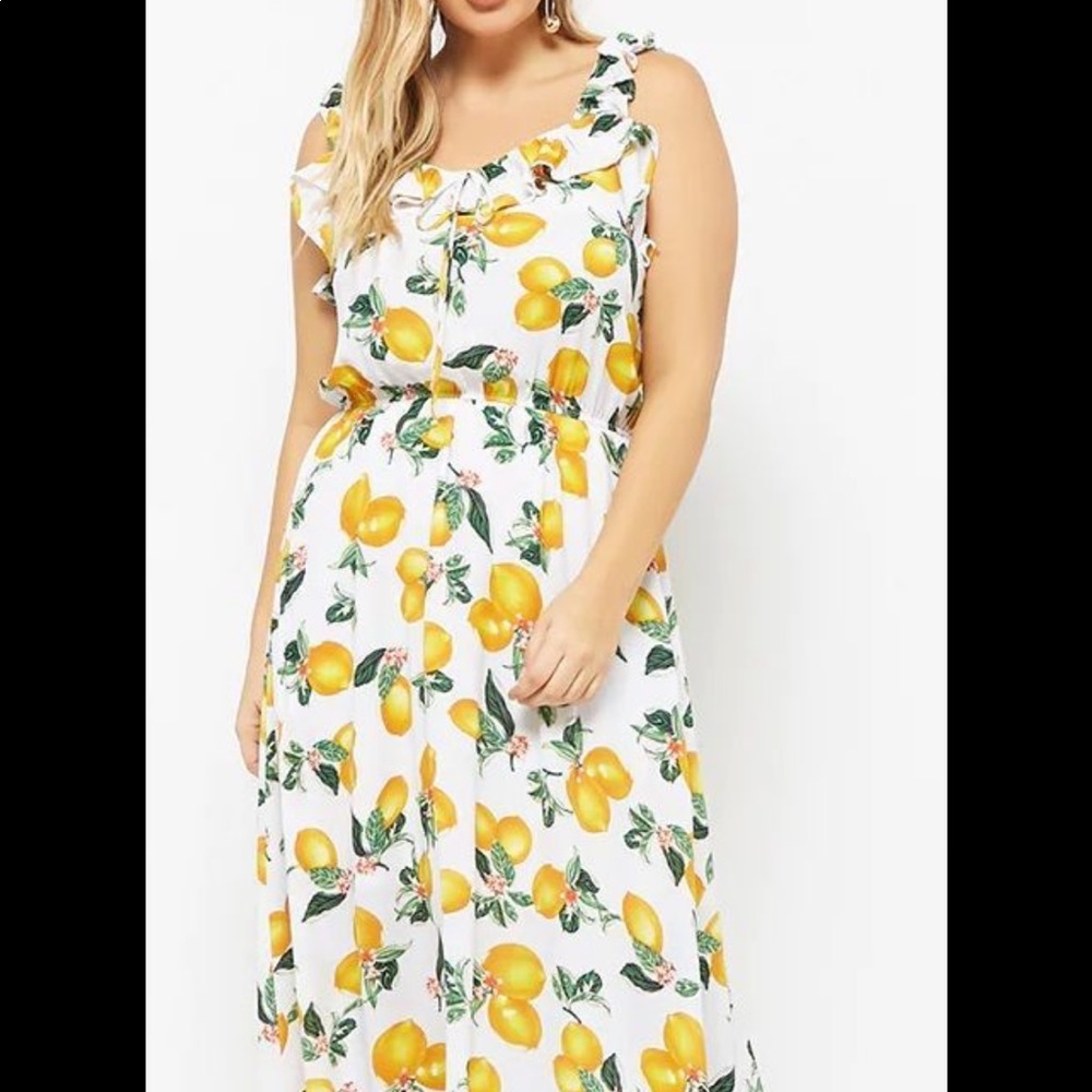Forever 21 Plus Size Lemon Print Maxi Dress